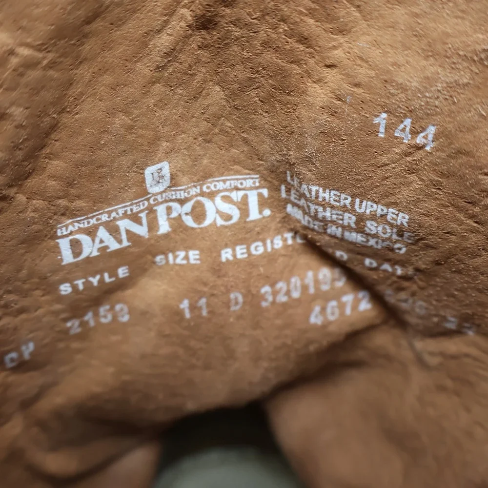 Dan Post Men 11D Western Boots Brown Leather Cowboy Embroidered Pull On 2153